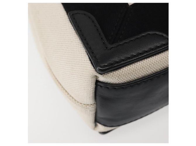 Borsa Cabas XS BALENCIAGA in tela e pelle blu navy, bianco, nero e argento 390346 Auth gh775 - vista 17