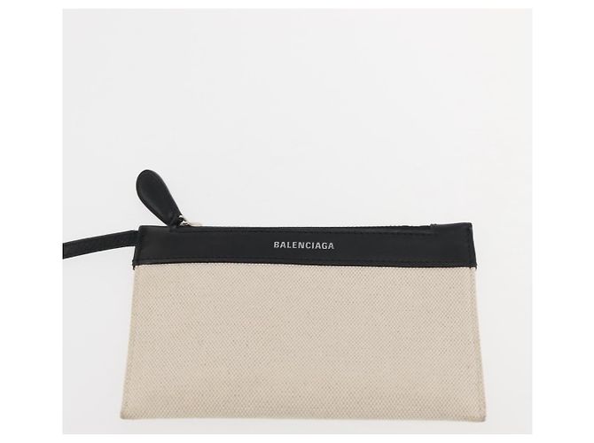 Borsa Cabas XS BALENCIAGA in tela e pelle blu navy, bianco, nero e argento 390346 Auth gh775 - vista 23
