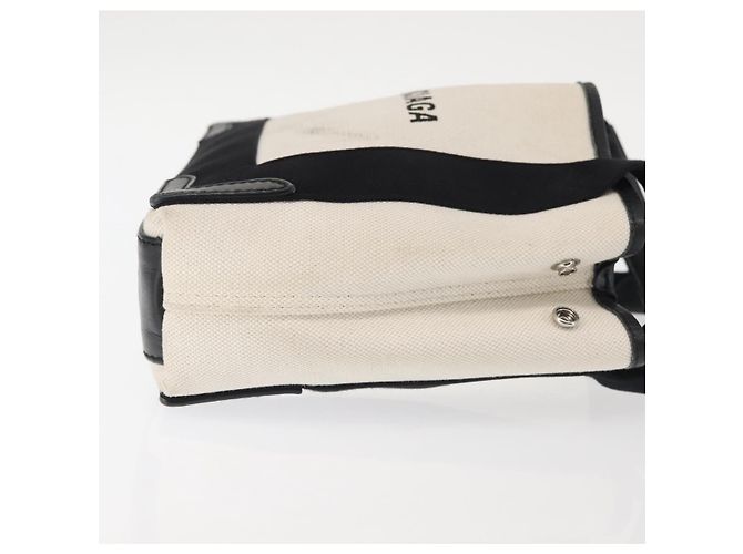 Borsa Cabas XS BALENCIAGA in tela e pelle blu navy, bianco, nero e argento 390346 Auth gh775 - vista 3