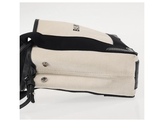 Borsa Cabas XS BALENCIAGA in tela e pelle blu navy, bianco, nero e argento 390346 Auth gh775 - vista 4