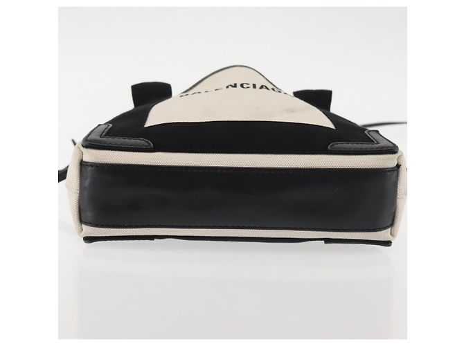 Borsa Cabas XS BALENCIAGA in tela e pelle blu navy, bianco, nero e argento 390346 Auth gh775 - vista 5