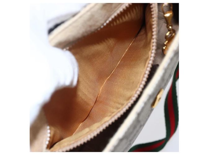 Borsa a spalla Gucci GG Canvas Web Sherry Line in pelle PVC beige e verde Auth BA6766 Rosso - vista 11