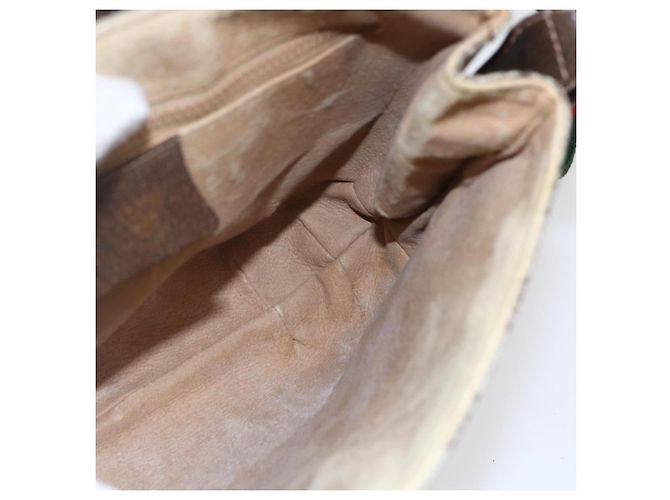 Borsa a spalla Gucci GG Canvas Web Sherry Line in pelle PVC beige e verde Auth BA6766 Rosso - vista 19