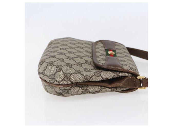 Borsa a spalla Gucci GG Canvas Web Sherry Line in pelle PVC beige e verde Auth BA6766 Rosso - vista 4