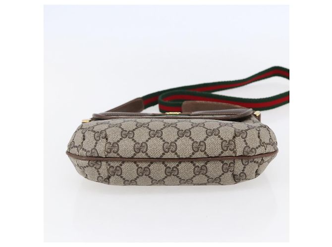 Borsa a spalla Gucci GG Canvas Web Sherry Line in pelle PVC beige e verde Auth BA6766 Rosso - vista 5