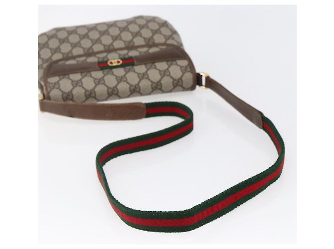 Borsa a spalla Gucci GG Canvas Web Sherry Line in pelle PVC beige e verde Auth BA6766 Rosso - vista 7
