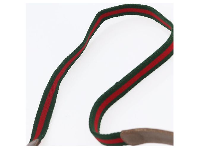 Borsa a spalla Gucci GG Canvas Web Sherry Line in pelle PVC beige e verde Auth BA6766 Rosso - vista 8