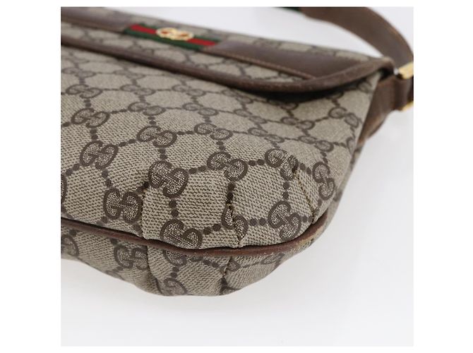 Borsa a spalla Gucci GG Canvas Web Sherry Line in pelle PVC beige e verde Auth BA6766 Rosso - vista 9