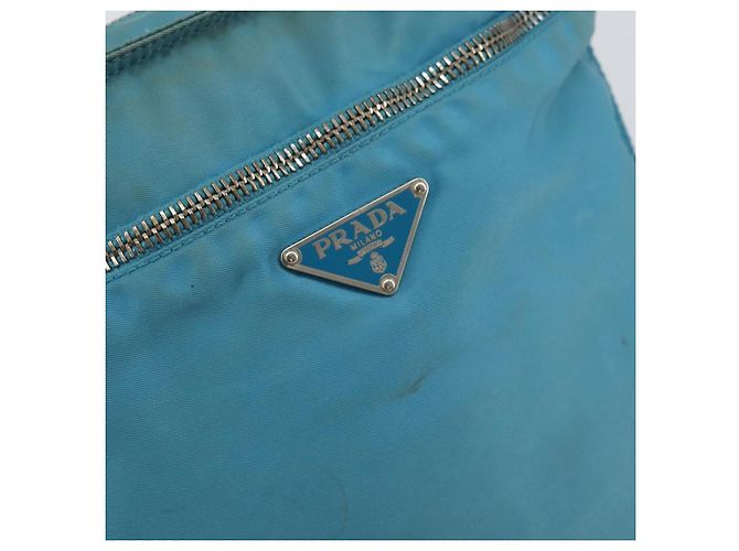PRADA Schultertasche Nylon Hellblau Silber Authentisch 151024 - Ansicht 18