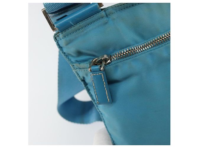 PRADA Schultertasche Nylon Hellblau Silber Authentisch 151024 - Ansicht 19