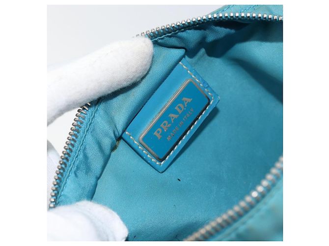 PRADA Schultertasche Nylon Hellblau Silber Authentisch 151024 - Ansicht 20