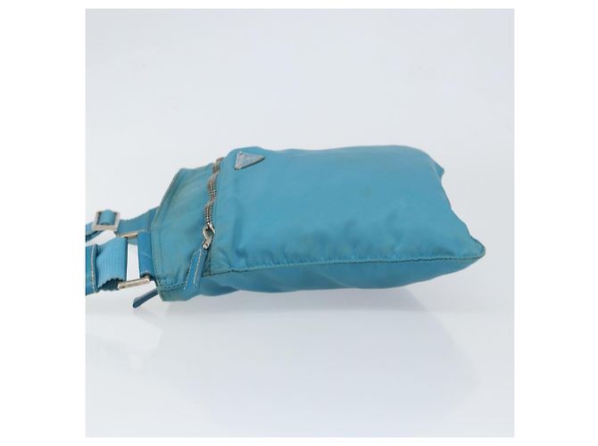 PRADA Schultertasche Nylon Hellblau Silber Authentisch 151024 - Ansicht 4