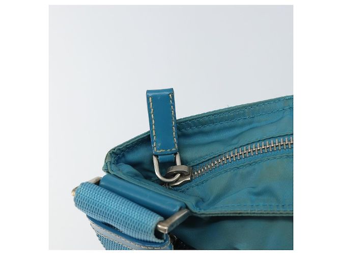 PRADA Schultertasche Nylon Hellblau Silber Authentisch 151024 - Ansicht 9
