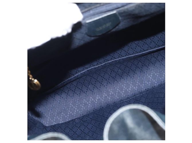 Zaino in pelle Gucci Bamboo blu navy oro 003 2058 0016 Auth 152368 - vista 11