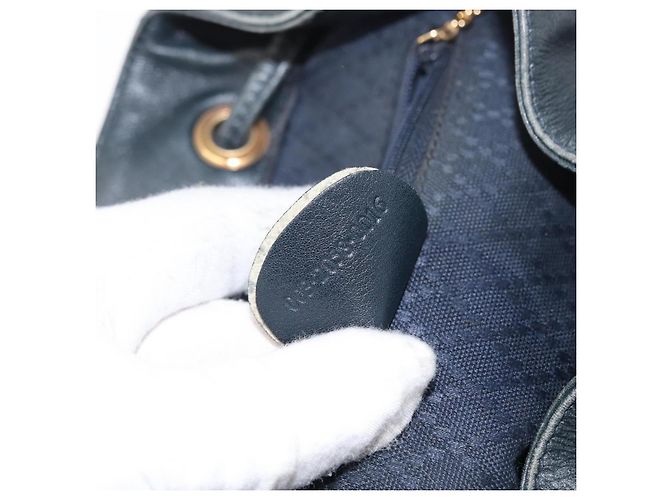 Zaino in pelle Gucci Bamboo blu navy oro 003 2058 0016 Auth 152368 - vista 12