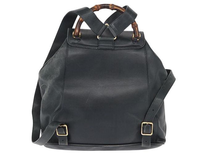 Zaino in pelle Gucci Bamboo blu navy oro 003 2058 0016 Auth 152368 - vista 2