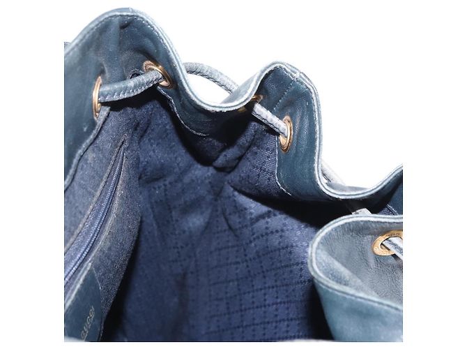 Zaino in pelle Gucci Bamboo blu navy oro 003 2058 0016 Auth 152368 - vista 23