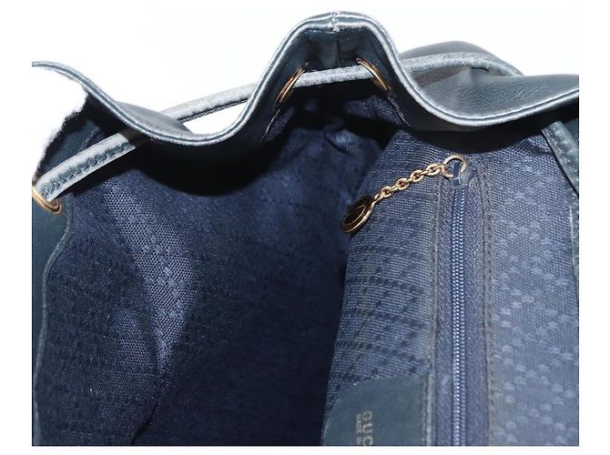 Zaino in pelle Gucci Bamboo blu navy oro 003 2058 0016 Auth 152368 - vista 24