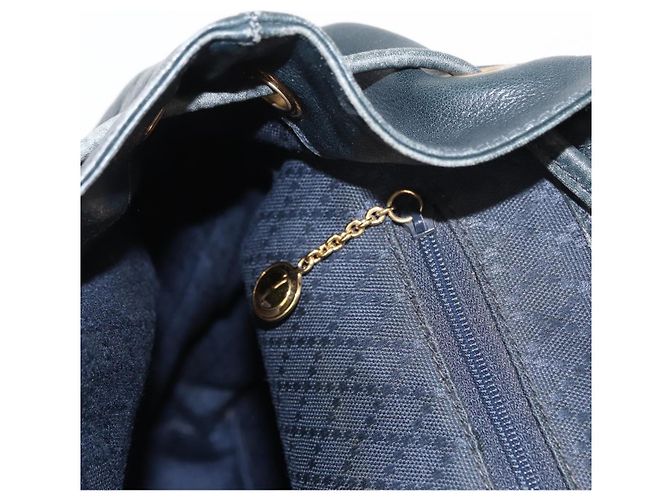 Zaino in pelle Gucci Bamboo blu navy oro 003 2058 0016 Auth 152368 - vista 25