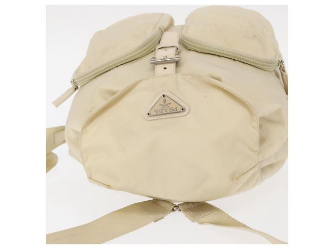 Sac à dos PRADA en nylon blanc argenté Auth 149779 - vue 6