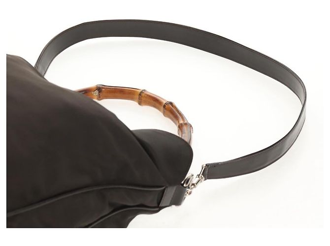 Borsa a mano in nylon Gucci Bamboo 2way marrone argento 001 1577 Auth ep11538 - vista 15