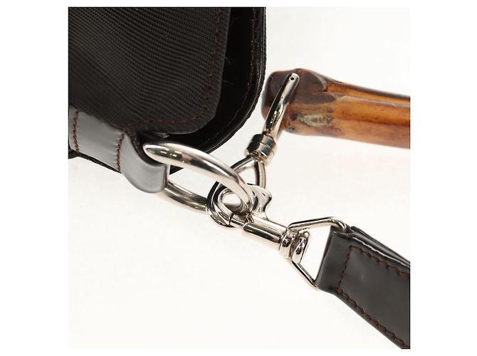 Borsa a mano in nylon Gucci Bamboo 2way marrone argento 001 1577 Auth ep11538 - vista 19
