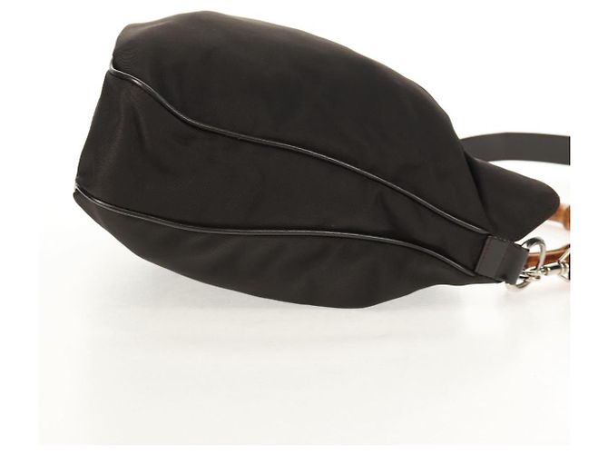 Borsa a mano in nylon Gucci Bamboo 2way marrone argento 001 1577 Auth ep11538 - vista 4