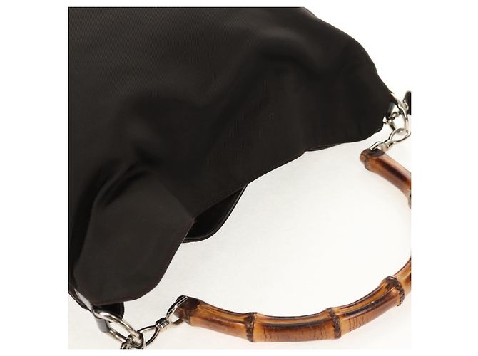 Borsa a mano in nylon Gucci Bamboo 2way marrone argento 001 1577 Auth ep11538 - vista 7