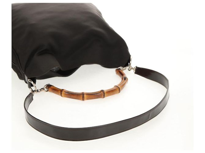 Borsa a mano in nylon Gucci Bamboo 2way marrone argento 001 1577 Auth ep11538 - vista 9