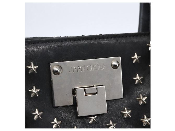 Borsa a mano in pelle nera con borchie Jimmy Choo Auth 149751 Nero Argento - vista 10