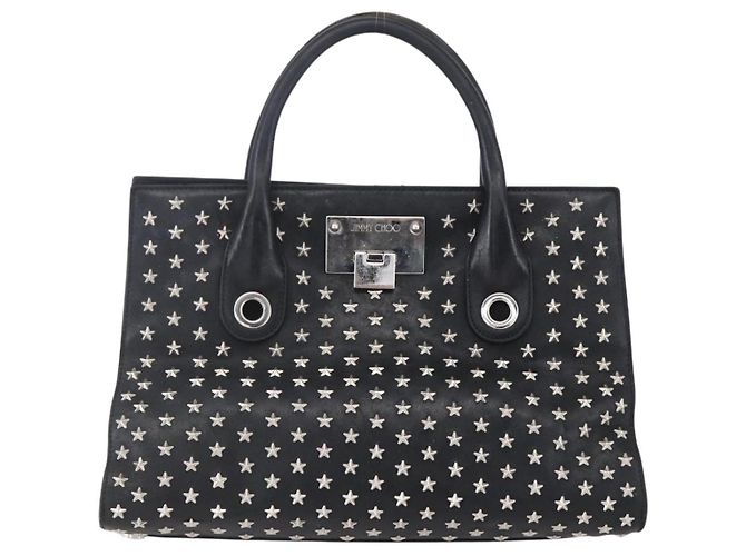Borsa a mano in pelle nera con borchie Jimmy Choo Auth 149751 Nero Argento - vista 13