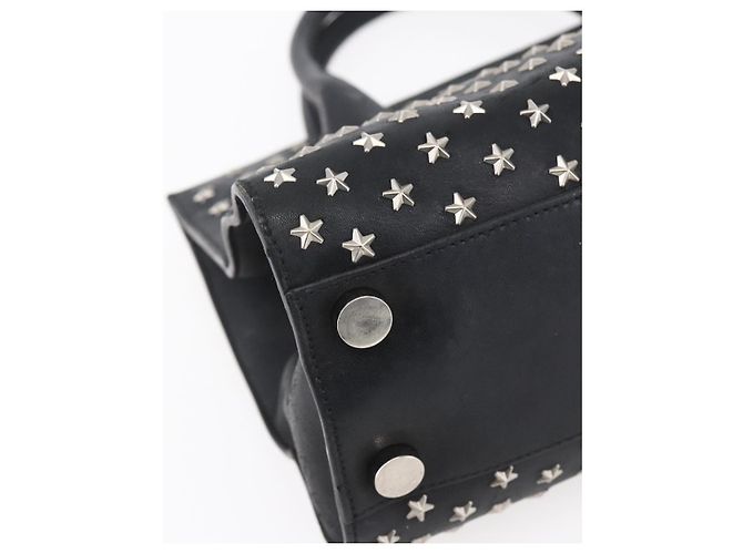 Borsa a mano in pelle nera con borchie Jimmy Choo Auth 149751 Nero Argento - vista 14