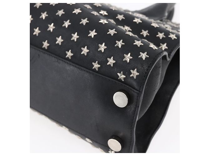 Borsa a mano in pelle nera con borchie Jimmy Choo Auth 149751 Nero Argento - vista 15