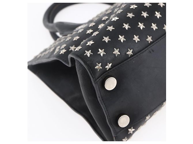 Borsa a mano in pelle nera con borchie Jimmy Choo Auth 149751 Nero Argento - vista 16