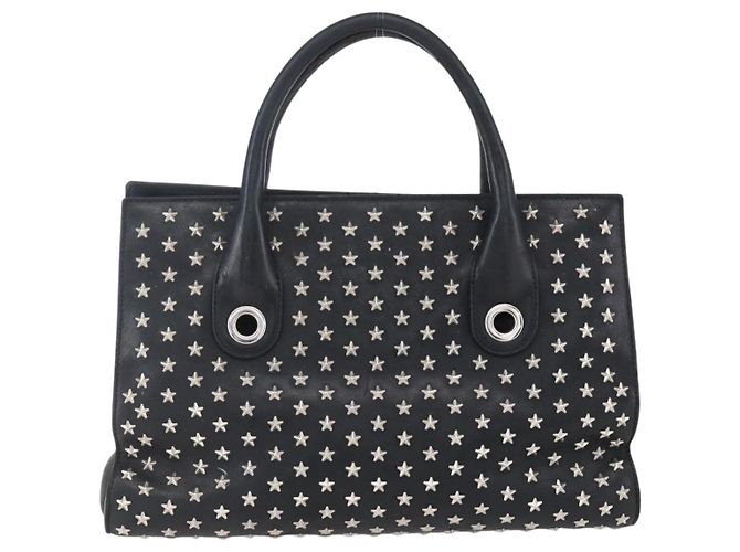 Borsa a mano in pelle nera con borchie Jimmy Choo Auth 149751 Nero Argento - vista 2