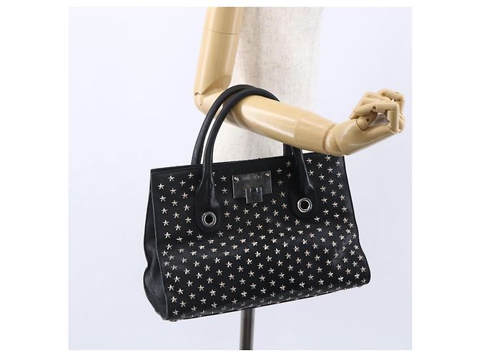 Borsa a mano in pelle nera con borchie Jimmy Choo Auth 149751 Nero Argento - vista 22