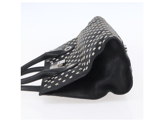 Borsa a mano in pelle nera con borchie Jimmy Choo Auth 149751 Nero Argento - vista 3