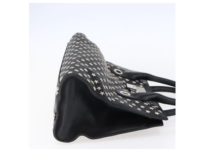 Borsa a mano in pelle nera con borchie Jimmy Choo Auth 149751 Nero Argento - vista 4