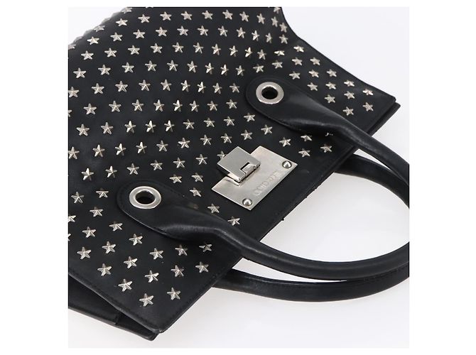 Borsa a mano in pelle nera con borchie Jimmy Choo Auth 149751 Nero Argento - vista 6