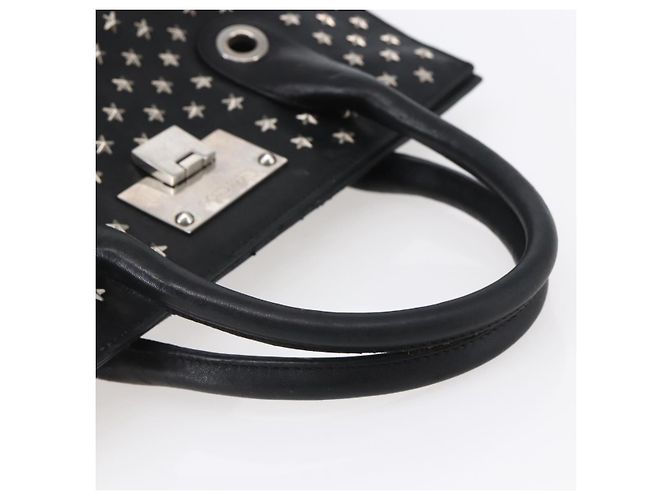 Borsa a mano in pelle nera con borchie Jimmy Choo Auth 149751 Nero Argento - vista 7