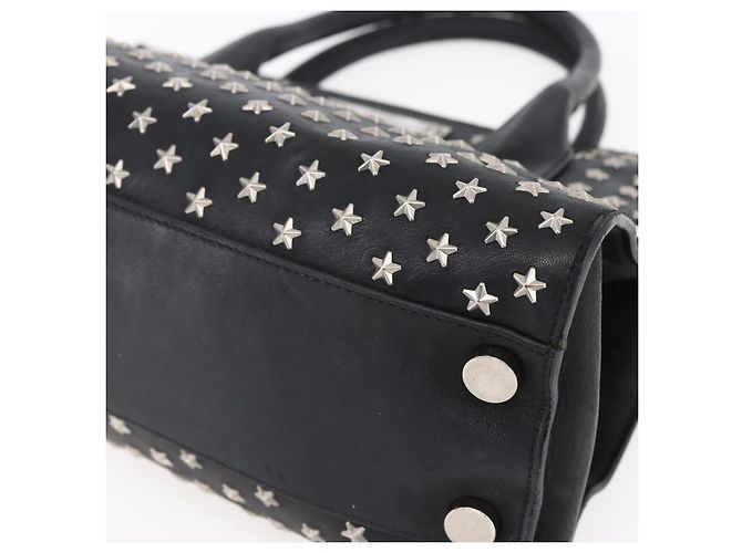 Borsa a mano in pelle nera con borchie Jimmy Choo Auth 149751 Nero Argento - vista 9