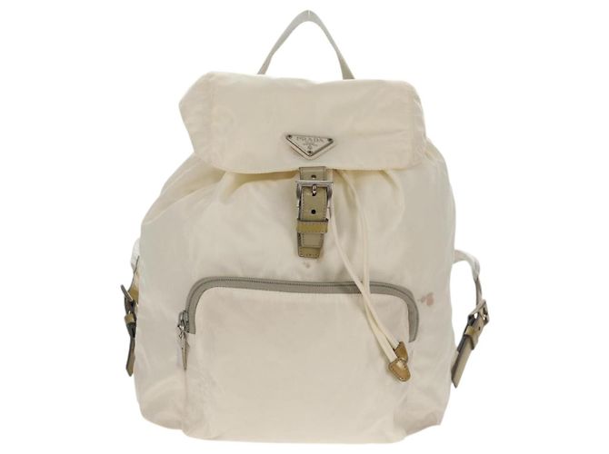 PRADA Rucksack aus Nylon Weiß Silber Authentisch 149274 - Ansicht 13