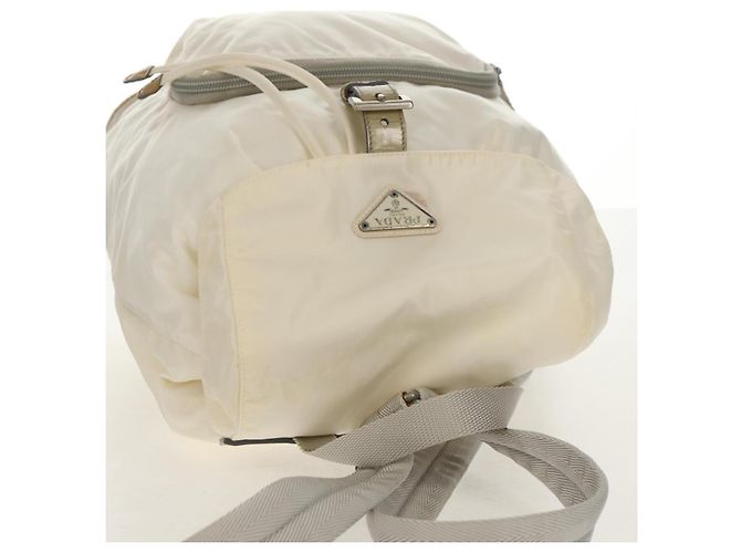 PRADA Rucksack aus Nylon Weiß Silber Authentisch 149274 - Ansicht 14