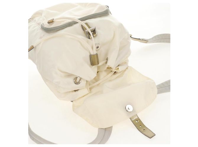PRADA Rucksack aus Nylon Weiß Silber Authentisch 149274 - Ansicht 28