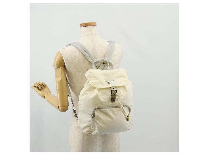 PRADA Rucksack aus Nylon Weiß Silber Authentisch 149274 - Ansicht 37