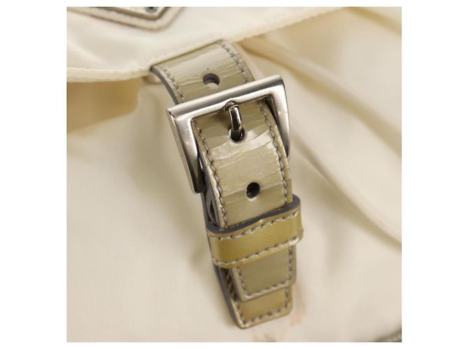 PRADA Rucksack aus Nylon Weiß Silber Authentisch 149274 - Ansicht 9