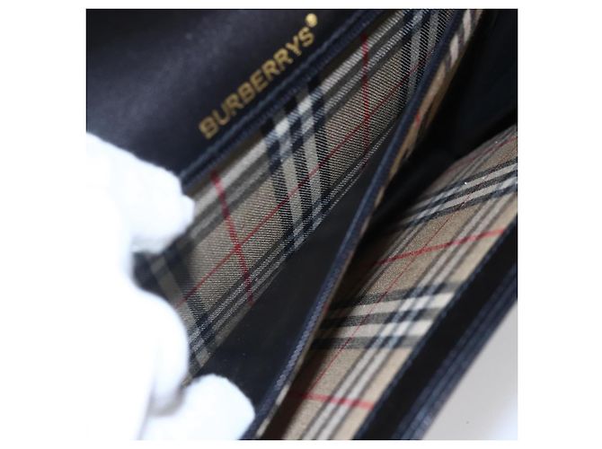 Autre Marque Borsa a spalla in pelle nera e oro Nova Check di Burberrys Auth bs30769 Nero D'oro - vista 12