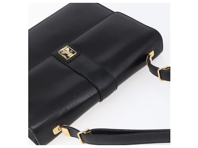 Autre Marque Borsa a spalla in pelle nera e oro Nova Check di Burberrys Auth bs30769 Nero D'oro - vista 6