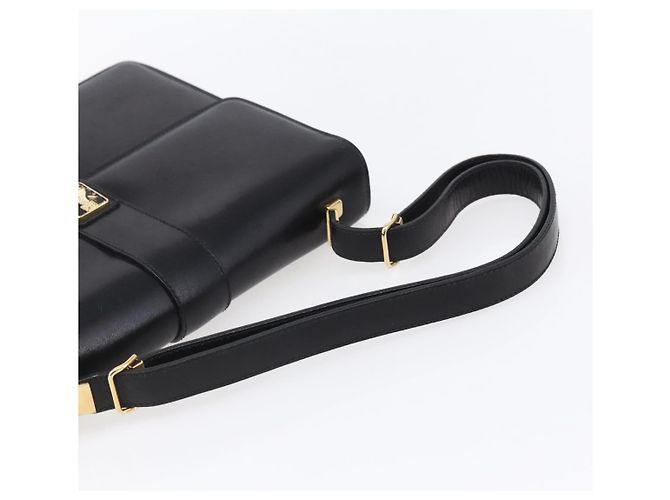 Autre Marque Borsa a spalla in pelle nera e oro Nova Check di Burberrys Auth bs30769 Nero D'oro - vista 7