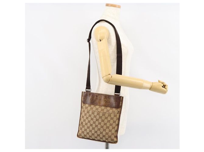 Borsa a Spalla GG Canvas Gucci Beige 27639 Auth 151876 - vista 23